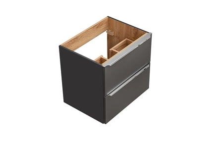 Szafka pod umywalkę Capri 60 cm czarna nowoczesny design szafki do łazienki z szufladami metalowy uchwyt krawędziowy