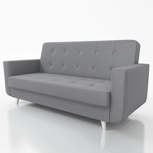 Kanapa rozkładana Neomi szara modna i stylowa wersalka doskonała do domowej strefy wypoczynkowej drewniane wysokie nogi