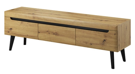 Meblościanka Atka dąb artisan / czarny nowoczesny design obrzeża wykończone specjalną okleiną bezpieczne szkło hartowane