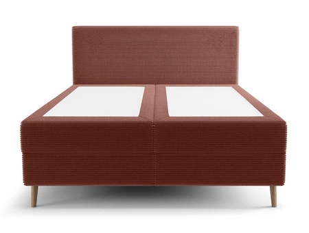 Łóżko kontynentalne Totti 160x200 indyjski róż stylowe łóżko z pojemnikiem na pościel trójwymiarowa tkanina o wyrazistych prążkach