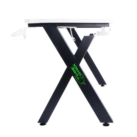 Biurko gamingowe Xeno biały / czarny designerskie i ergonomiczne biurko wytrzymały blat pokryty antypoślizgowym karbonem