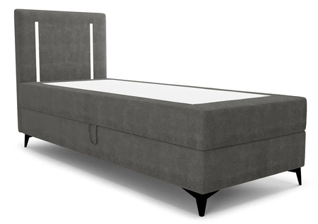 Łóżko kontynentalne Norco 80x200 szare stylowe łóżko z pojemnikiem na pościel oświetlenie umieszczone w zagłówku nadaje wyjątkowości