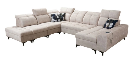 Narożnik z funkcją spania Buffalo X brązowy prawostronny funkcjonalny i komfortowy narożnik do pokoju z pojemnikami na pościel