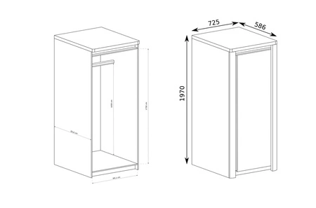 Szafa Livinio 73 cm dąb ribbeck / biały połysk stylowa szafa do przedpokoju wyposażona w drążek na ubrania wiszące