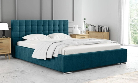 Łóżko tapicerowane Umiky 140x200 turkusowe stylowe łóżko z pojemnikiem na pościel wygodny zagłówek zachwyca eleganckim designem