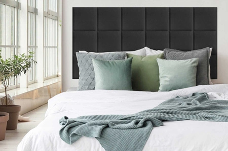 Panel tapicerowany Quadra 30x30 cm grafitowy stylowy panel ścienny kwadrat welurowa tkanina modne wykończenie każdej aranżacji