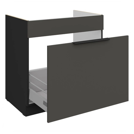 Szafka kuchenna pod zlewozmywak z szufladą Aversa Bl 80 ZL 1S BB fronty szafki kuchennej wykończone w technologii anti fingerprint