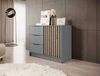Komoda z szufladami Aspen 105 cm szara / lamele w kolorze dąb artisan nowoczesny design mebla drzwi komody ozdobione lamelami