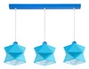 Lampa wisząca potrójna Quasar niebieska designerska lampa sufitowa do pokoju dziecięcego lub niemowlęcego z bawełnianymi abażurami i metalową podstawą