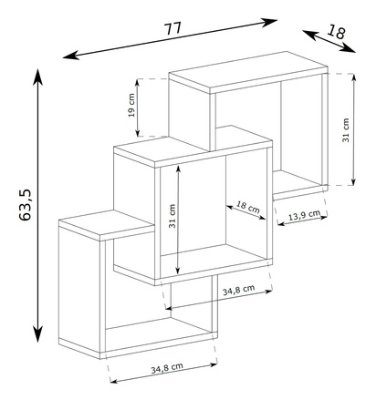 Półka Dallas 77 cm dąb truflowy oryginalny design praktyczna półka na ścianę do salonu jadalni lub pokoju dziennego