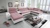 Narożnik z funkcją spania Dafni V indyjski róż / biały lewostronny velvet wygodny i komfortowy narożnik z regulowanymi zagłówkami