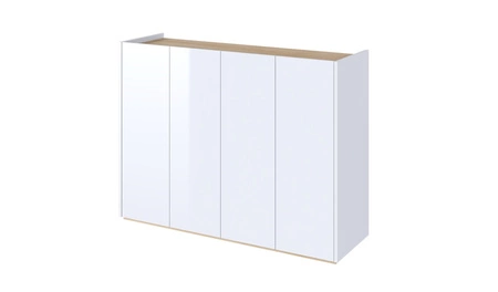 Komoda Easy 126 cm biały połysk / dąb scandi elegancka komoda z delikatnie obniżonym blatem doskonała do nowoczesnych wnętrz