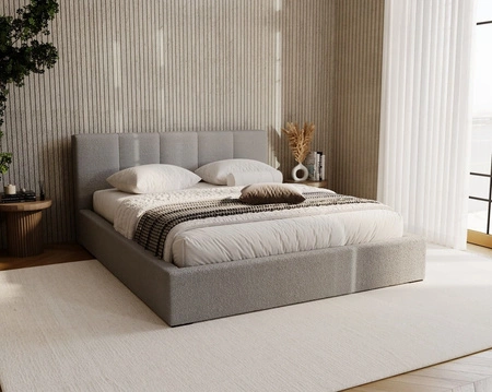 Łóżko tapicerowane Fiero 160x200 szare stylowe łóżko z pojemnikiem na pościel wygodny zagłówek zachwyca eleganckim designem