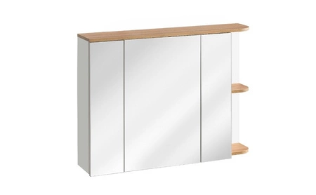 Szafka łazienkowa wisząca z lustrem Platinum 94 cm biały / dąb craft złoty elegancka i nowoczesna szafka o stylowej konstrukcji