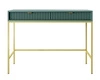 Konsola Lovro pastelowy zielony z szufladami stylowy oraz funkcjonalny mebel do przedpokoju salonu czy biura stelaż w złotym kolorze