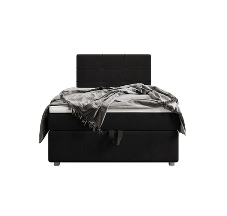 Łóżko kontynentalne Fresno 100x200 czarne w nowoczesnym skandynawskim stylu z tapicerowanym zagłówkiem łóżko z pojemnikiem