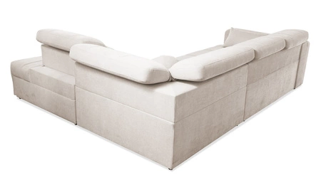 Narożnik z funkcją spania Cetara VII szary prawostronny wysokiej jakości narożnik do salonu z komfortowym przesuwanym oparciem