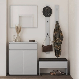Zestaw mebli do przedpokoju Simply szary funkcjonalna garderoba w stylu klasycznym prosta konstrukcja dopasuje się do każdej aranżacji
