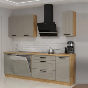 Zestaw mebli kuchennych Linosa 230 cm szafki doskonale prezentują się we wnętrzach nowoczesnych oraz klasycznych