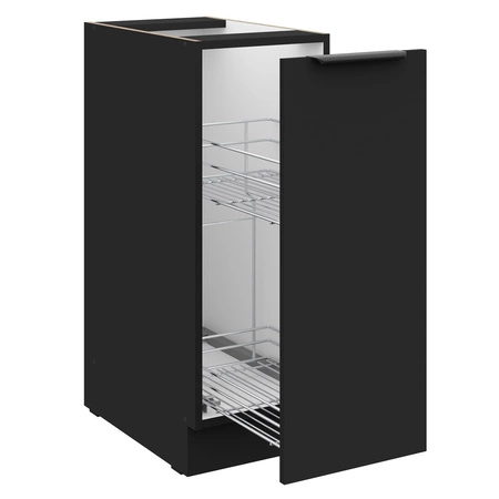 Zestaw mebli kuchennych Black 260 cm metalowe uchwyty krawędziowe szafki doskonale prezentują się w nowoczesnych wnętrzach