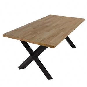 Stół Malmos 100x180 cm dąb olejowany / czarny elegancki stół do jadalni blat wykonany z litego drewna osadzony na stylowych nogach