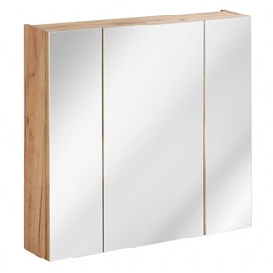 Szafka łazienkowa wisząca z lustrem Capri 80 cm dąb craft złoty funkcjonalna szafka nad umywalkę modny element dekoracyjny