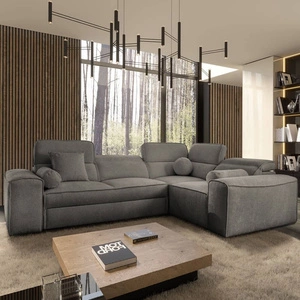 Narożnik z funkcją spania Viano II szary prawostronny designerski narożnik rozkładany idealnie wpisujący się w nowoczesne aranżacje