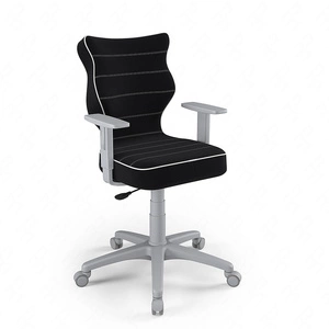 Krzesło do biurka Duo czarne dopasowane do wzrostu 146-176,5 cm ergonomiczne krzesło obrotowe z regulowanymi podłokietnikami