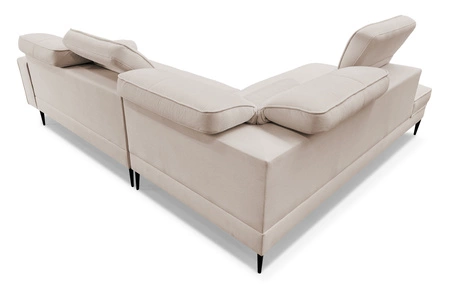 Narożnik Samos czarny lewostronny nowoczesny design prosta i stylowa bryła wpisująca się w każdą aranżację regulowane zagłówki