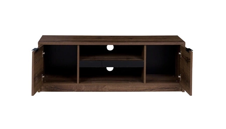 Szafka RTV Denver 135 cm dąb monastery / czarny połysk pojemna szafka pod telewizor w stylu klasycznym wyrazista kolorystyka