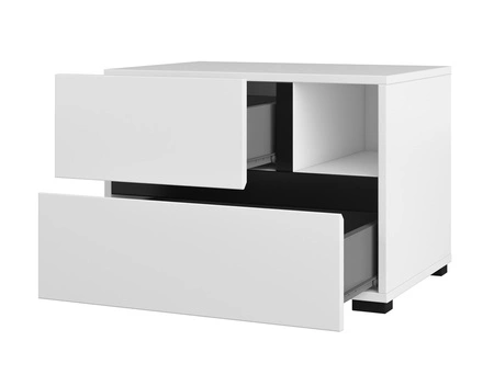 Szafka nocna Cross biała szafka z szufladami do sypialni nowoczesny design prosta forma pojemne szuflady