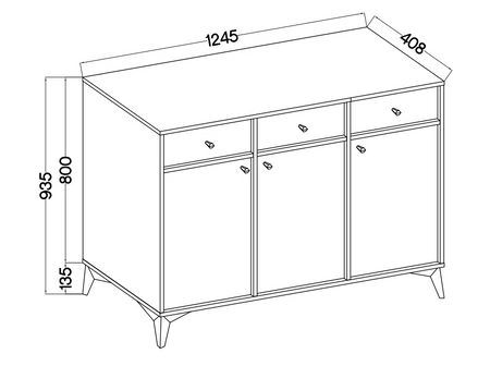 Komoda z szufladami Kioto I 125 cm beżowa minimalistyczna forma idealna komoda do salonu lub sypialni złote dodatki
