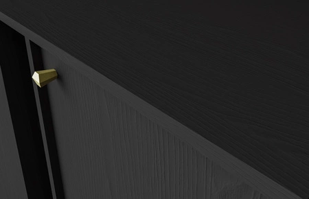 Komoda Kioto I 158 cm czarny grafit nowoczesny design subtelne uchwyty prosta forma wzbogacona o metalowe złote elementy