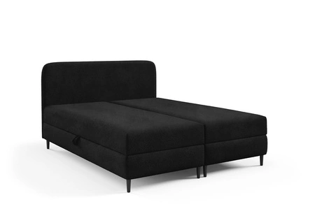 Łóżko kontynentalne Aberg 140x200 czarne nowoczesny minimalizm stylowe łózko do sypialni wysoki zagłówek o zaokrąglonych rogach