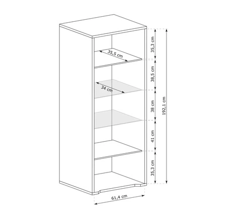 Witryna Grand 68 cm dąb cremona elegancka i funkcjonalna witryna z zaoblonymi detalami elementy z bezpiecznego szkła metalowy uchwyt