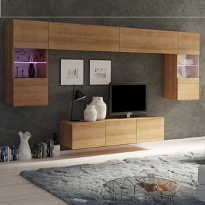 Meblościanka Apulia II dąb złoty wyjątkowo stylowa meblościanka proste bryły wpisujące się w każde wnętrze