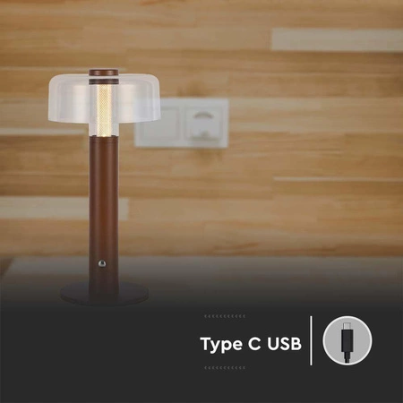 Lampka nocna Dapper brązowa 1W 3000K elegancka lampa o wielu zastosowaniach idealna do sypialni biura i salonu metalowa podstawa