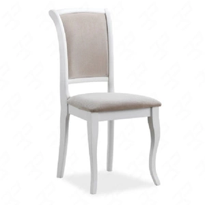 Krzesło drewniane MN-SC 42x45 cm biały / beżowy krzesło do jadalni w stylu klasycznym ponadczasowe krzesło z tapicerowanym siedziskiem