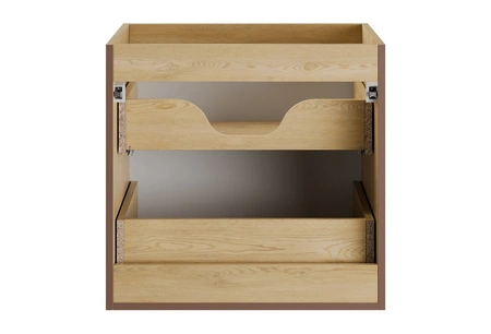 Szafka pod umywalkę Nordic Cremona 60 cm dąb cremona nowoczesna forma szafki do łazienki fronty ozdobione delikatnymi ryflowaniami