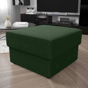 Puf Fogu zielony stylowy design pufa idealna do uzupełnienia aranżacji miękka sztruksowa tkanina o wyrazistych prążkach