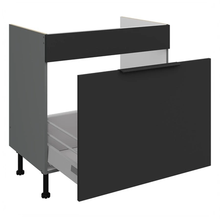 Szafka kuchenna pod zlewozmywak z szufladą Alatri Ant 80 ZL 1S BB fronty szafki kuchennej wykończone w technologii anti fingerprint