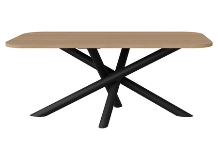 Stół Lyon 90x185 cm dąb lindberg / czarny nowoczesny stół do jadalni osadzony na stylowych nogach typu pająk regulacja wysokości