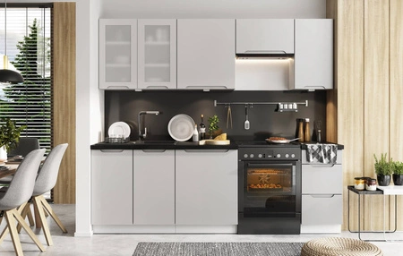 Słupek kuchenny Zova D60 SŁ/2133 biały / jasny szary szafka do kuchni odporna na działanie wilgoci i uszkodzenia frezowane uchwyty