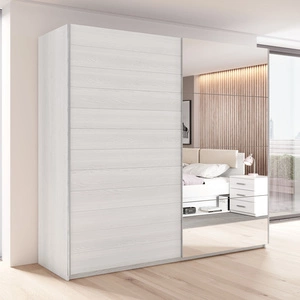Szafa przesuwna Galaxy 270 cm abisko ash pojemna szafa z lustrem w nowoczesnej formie wyposażona w aluminiowe prowadnice drzwi
