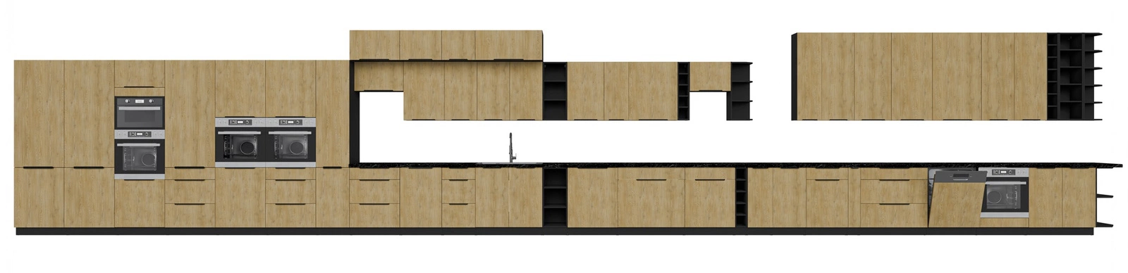 Szafki kuchenne modułowe Crotone w kolorze czarny / dąb cremona Meble kuchenne modułowe