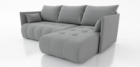 Narożnik z funkcją spania Selva jasny szary uniwersalny narożnik z pojemnikiem na pościel wykonany z wytrzymałej plecionej tkaniny