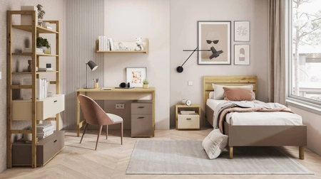 Regał Lenny 51 cm beżowy / truflowy / dąb artisan modny design wysoka jakość idealna propozycja do pokoju nastolatka lub biura