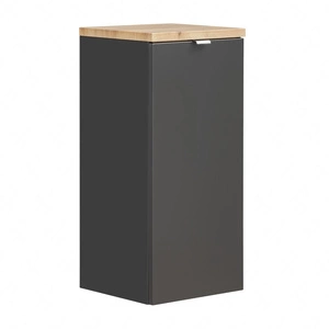 Szafka łazienkowa wisząca Capri 35 cm czarny / dąb craft złoty funkcjonalna szafka wyposażona w kosz na pranie metalowy uchwyt