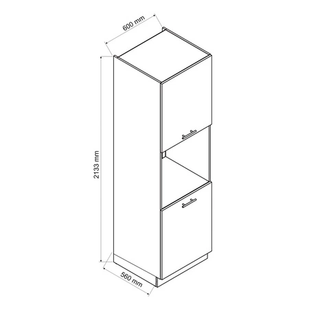 Słupek kuchenny Zova D60 PK/2133 biały / dąb halifax szafka do zabudowy piekarnika frezowane uchwyty odporność na wysoką temperaturę