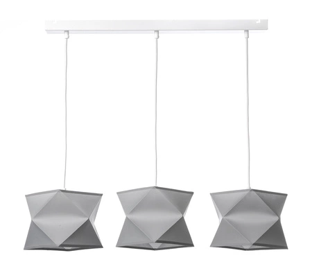Lampa wisząca potrójna Quasar designerska lampa sufitowa do salonu z szarymi abażurami i białą metalową podstawą